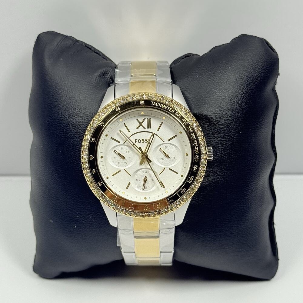 Fossil Stella Sport ES5107 Crystal Stones White Dial Two Tone Women’s Watch